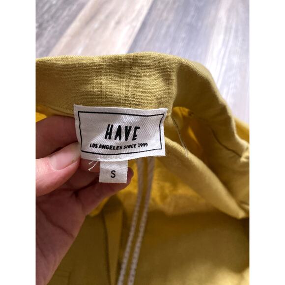 HAVE Linen Polka Dot Butter Yellow Blazer Small Cottage Scandi Layering 90s - Picture 5 of 6